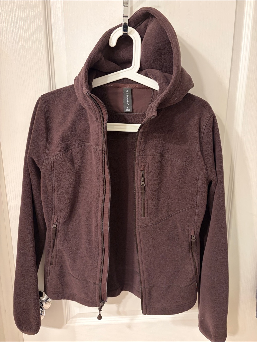 Women’s Hooded Teddy Fleece Jacket in Deep Plum
